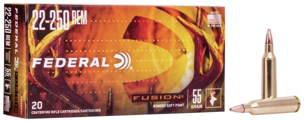 Federal Premium Fusion Rifle Ammo – .22-250 Remington – 55 Grain