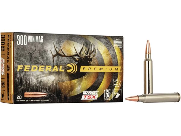 Federal Premium Ammunition 300 Winchester Magnum 165 Grain Barnes TSX 20/Box P300WR