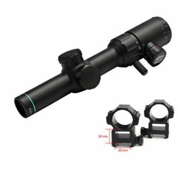 Hunting Rifle scope 1-4×20 Red Green Illuminated Mil Dot Reticle Optics sight - Image 2